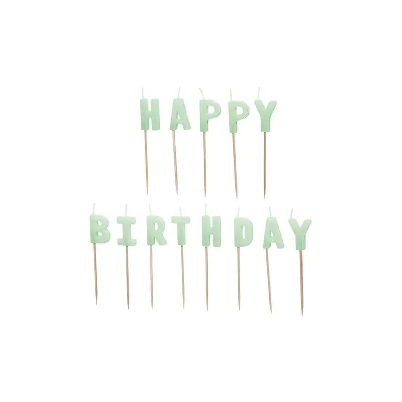 Partydeco Kerze Happy Birthday, Hellgrün, H 2.5 cm, 13 pieces