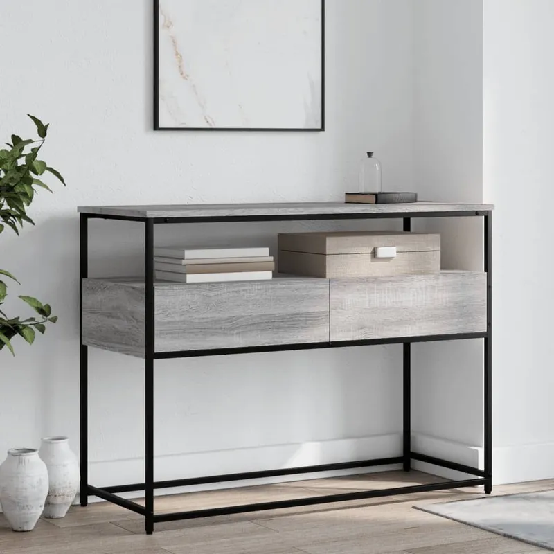 tavolo consolle grigio Sonoma 100x40x75 cm derivato del legno