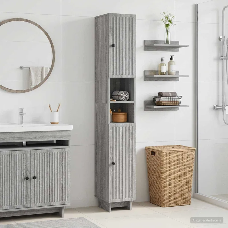 Badezimmerschrank mit offenem Regal EDE Sonoma-Grau