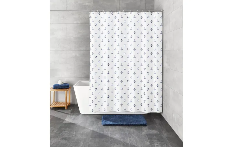 Kleine Wolke Duschvorhang Anchor 180 x 200 cm, Dunkelblau/blanc