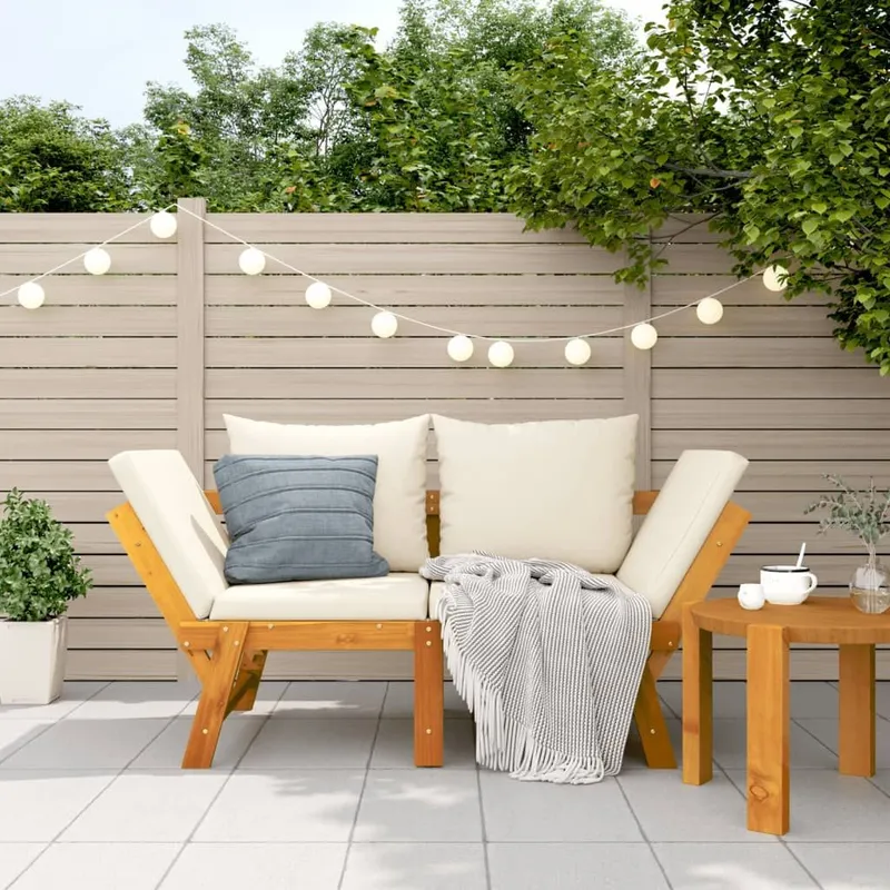 Gartenbank mit Kissen 2-in-1 solid acacia wood