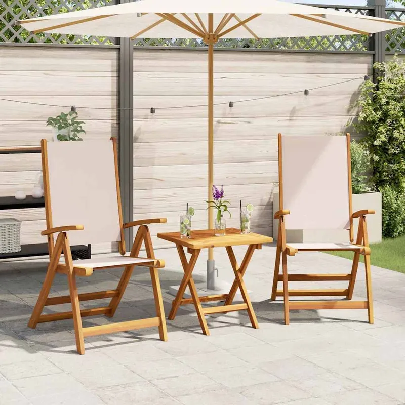 Chaises pliantes 2 pièces en bois massif d'acacia et textilène