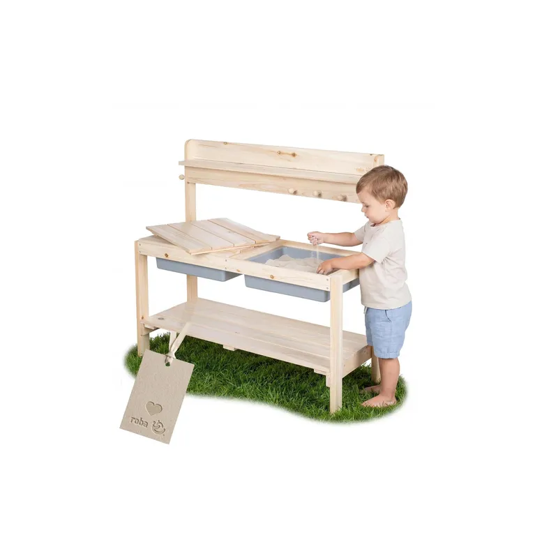 roba Outdoor-Lehmküche solid wood natural with Abdeckung