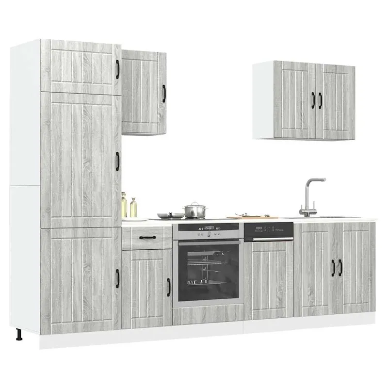 7-tlg. Küchenschrank-Set Lucca Grau Sonoma Holzwerkstoff