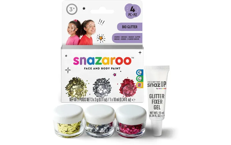 Snazaroo Glitzer Set Grob, 3 Farben
