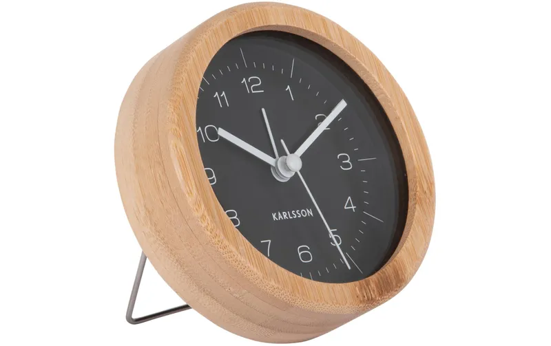 KARLSSON Klassischer Wecker Neat Round Bambus / black