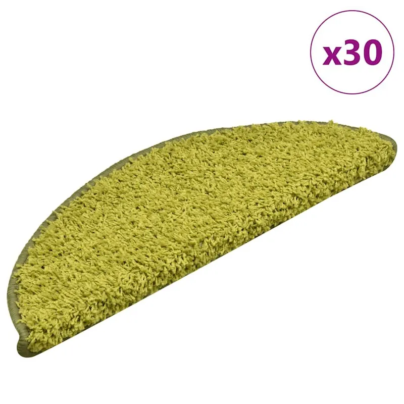 Tapis d'escalier 30 pièces 56 x 17 x 3 cm Vert Demi-rond