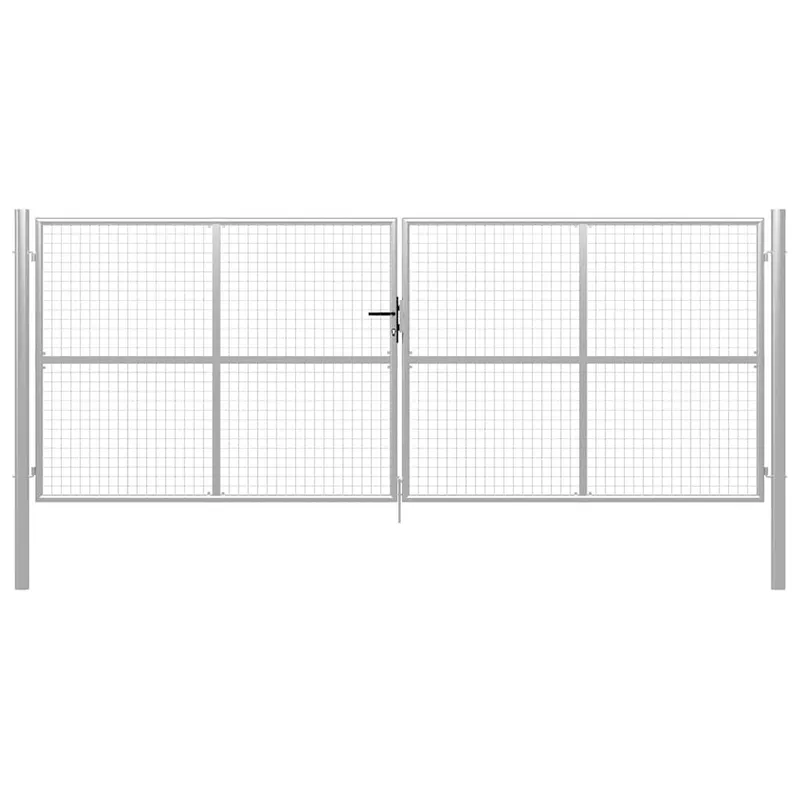 Gartentor verzinkter Stahl 400 x 150 cm Silber