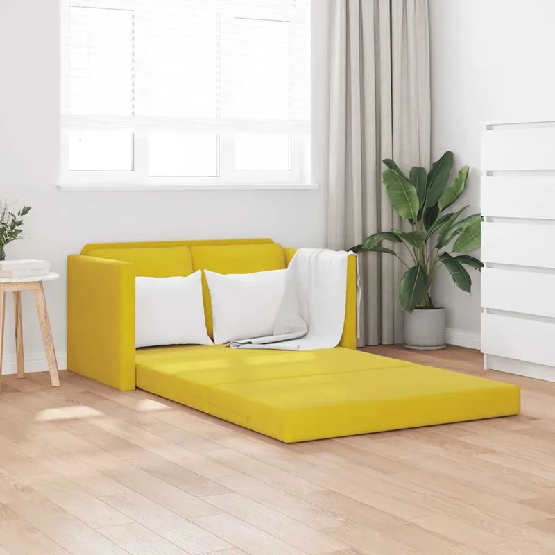 Bodendivano con Schlaffunktion Dunkelgelb 122x204x55 cm velluto