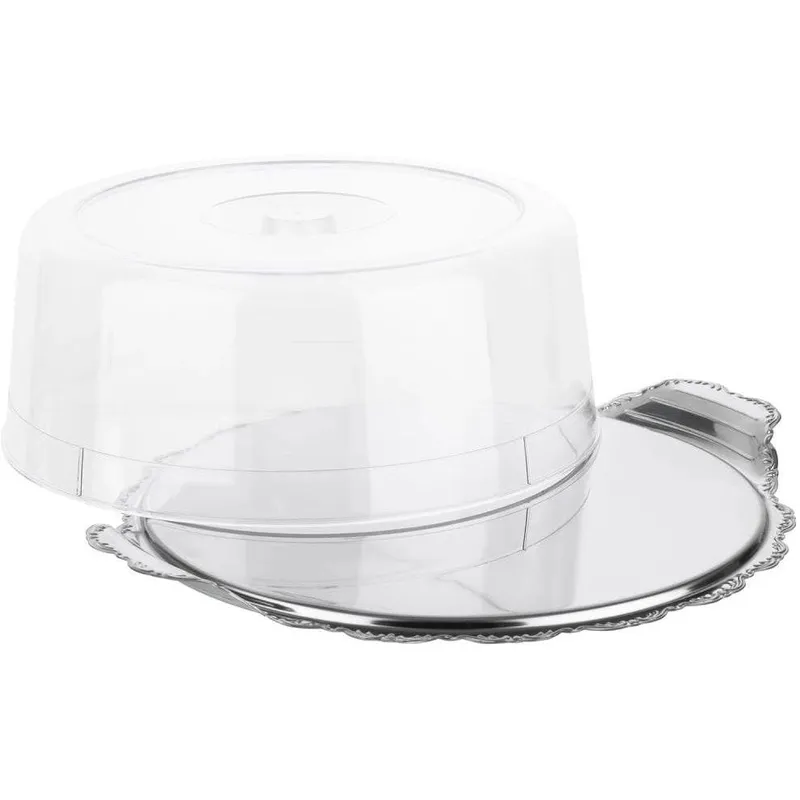 APS Tortenplatte 2-tlg. Barock Transparent/Silber/Weiss