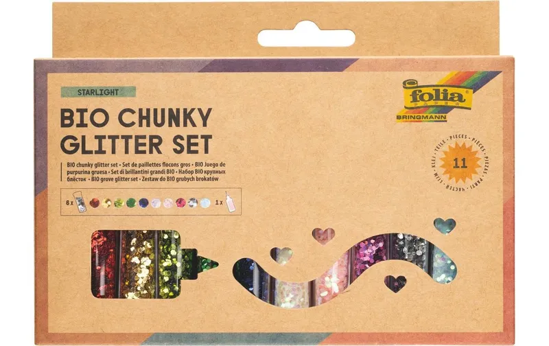 Folia BIO Glitter-Set FLOCKEN Bio, Chunky, 11-teilig, multicolour