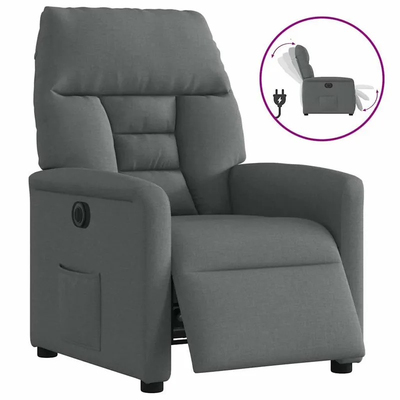 Relaxsessel Elektrisch Dunkelgrau Stoff