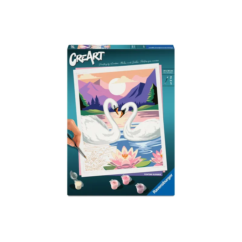 Ravensburger Malen nach Zahlen CreArt, Adults Trend – Eleganz the Schwäne