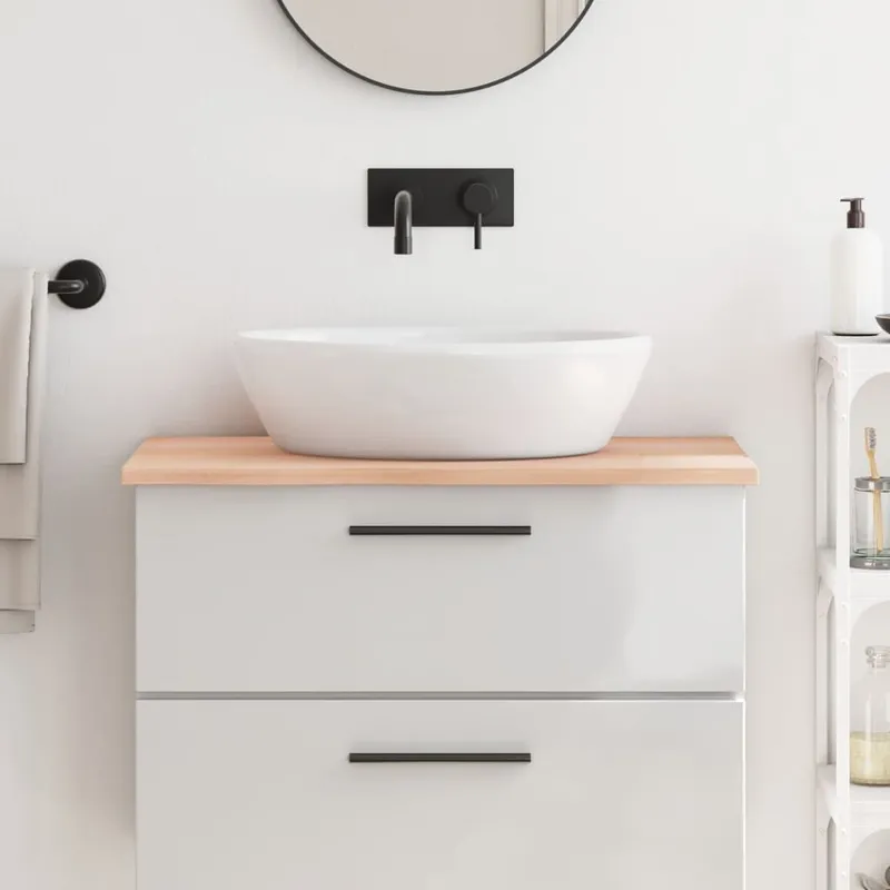 Comptoir de salle de bain 80x60x2 cm bois massif non traité