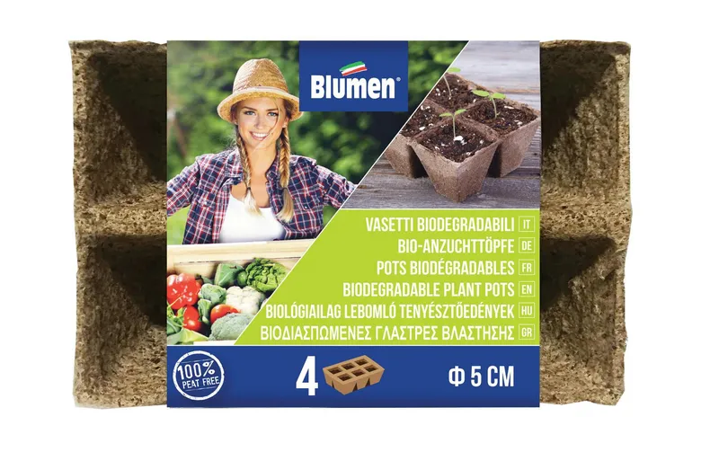 Blumen Aufzuchttöpfe Bio 5 cm quadratisch, 24 pezzi