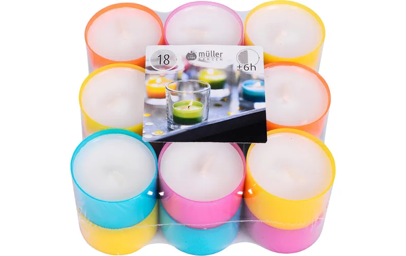 müller Kerzen Teelichter 2.1 x 3.8 cm, multicolour, 18 pieces