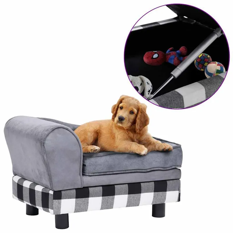 Hundesofa Grau 57x34x36 cm Plüsch
