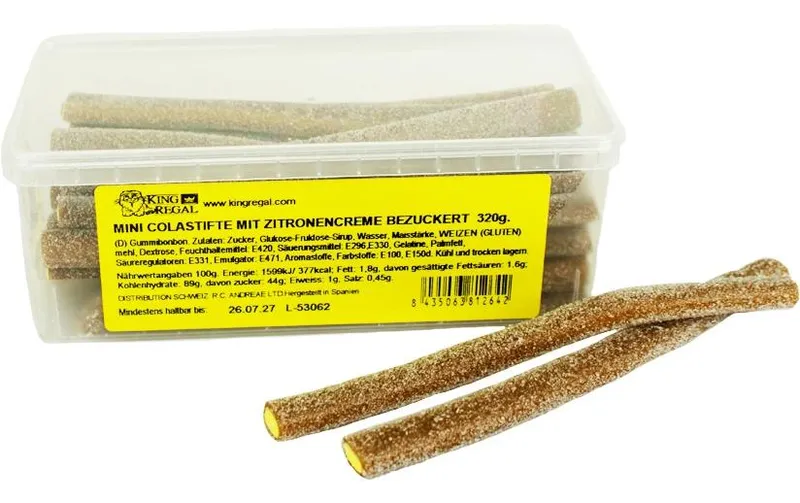 King Regal Gummibonbons Mini Sour Cola Stifte 320 g
