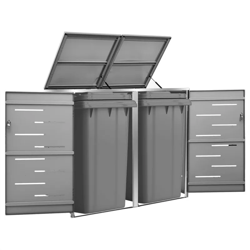 Abri pour deux poubelles 138x77,5x115 cm Inox