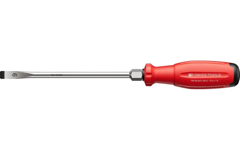 PB Swiss Tools Tournevis plat PB 38100.6-180 S avec embase hexagonale