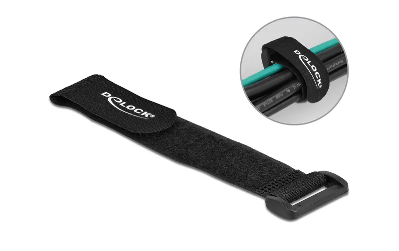 Delock Klettkabelbinder Schwarz 190 mm x 25 mm 5 Stück