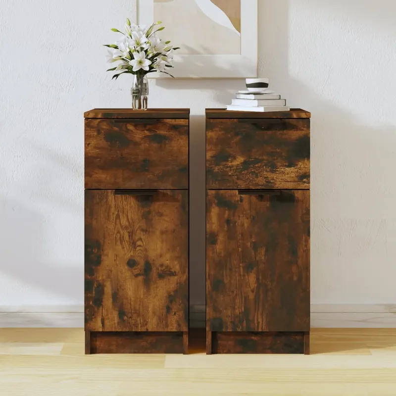 Sideboards 2 Stk. Räuchereiche 30x30x70 cm derivato del legno