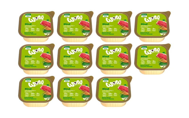 WOW Nassfutter Adult Rind Schale, 11 x 150 g