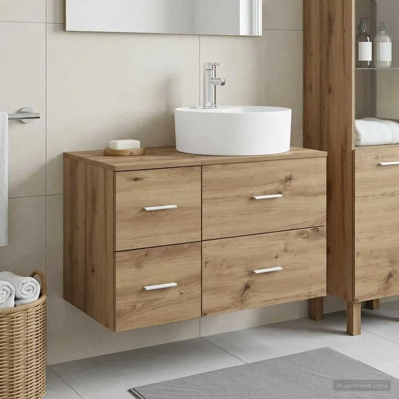Badezimmermöbel-Set 2 Stk. Artisan-Eiche Holzwerkstoff