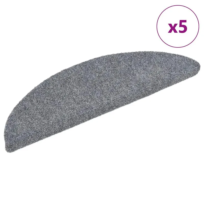 Tapis d'escalier autocollants 5 pièces 56 x 17 x 3 cm Gris clair Demi-rond