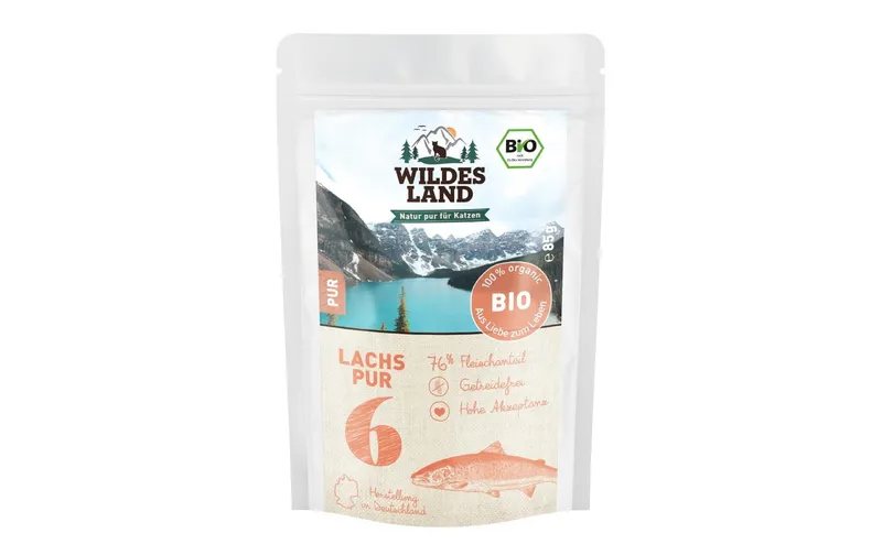 Wildes Land Nassfutter Adult BIO Lachs PUR m. Lachsöl 12 x 85 g