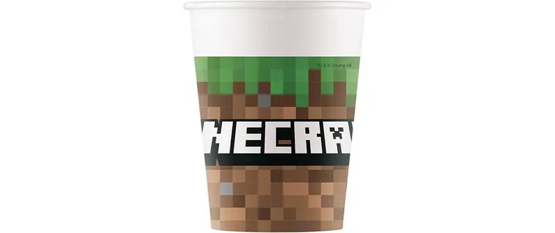 We fiesta Party Einwegbecher Minecraft 200 ml, 8 Stück, Braun
