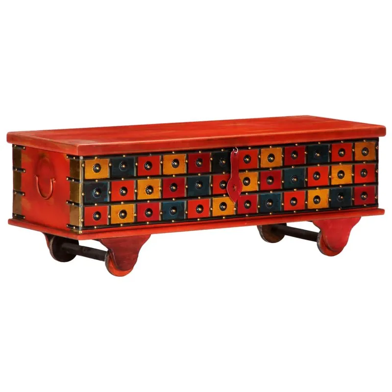 Aufbewahrungstruhe red 110 x 40 x 40 cm solid acacia wood