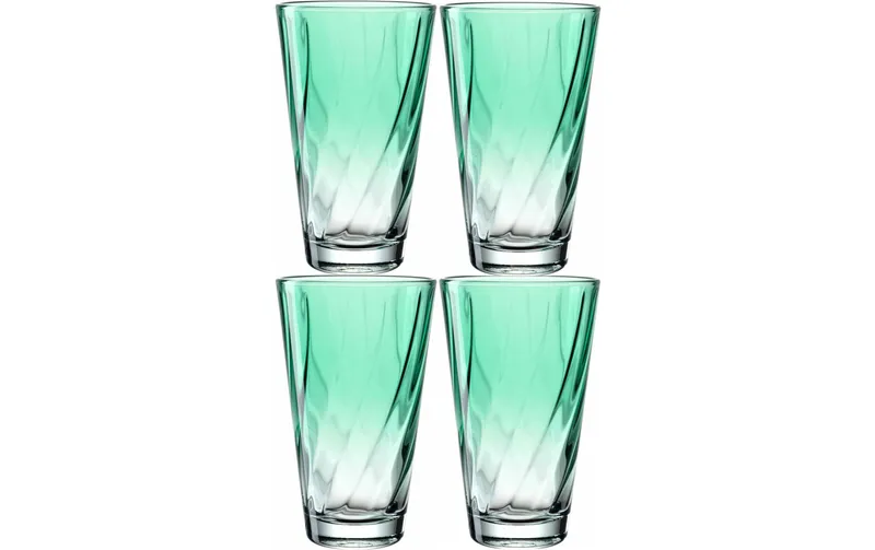 LEONARDO Trinkglas Twist 300 ml, 4 Stück, Türkis