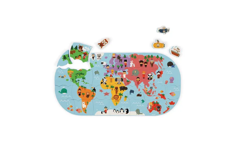 Janod Badespielzeug Weltkarten-Puzzle 28-teilig