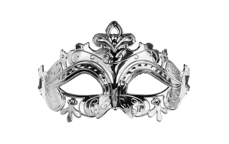 Partydeco Karnevalsmaske, 17 x 9 cm, avec Band, argent