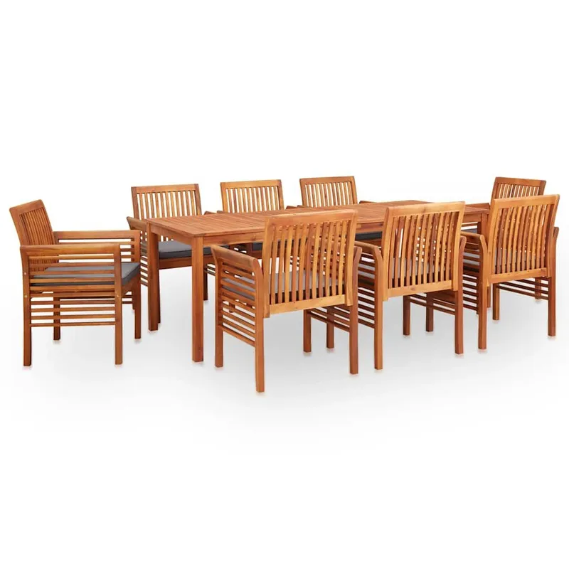 9-tlg. Garten-Essgruppe mit Auflagen solid acacia wood