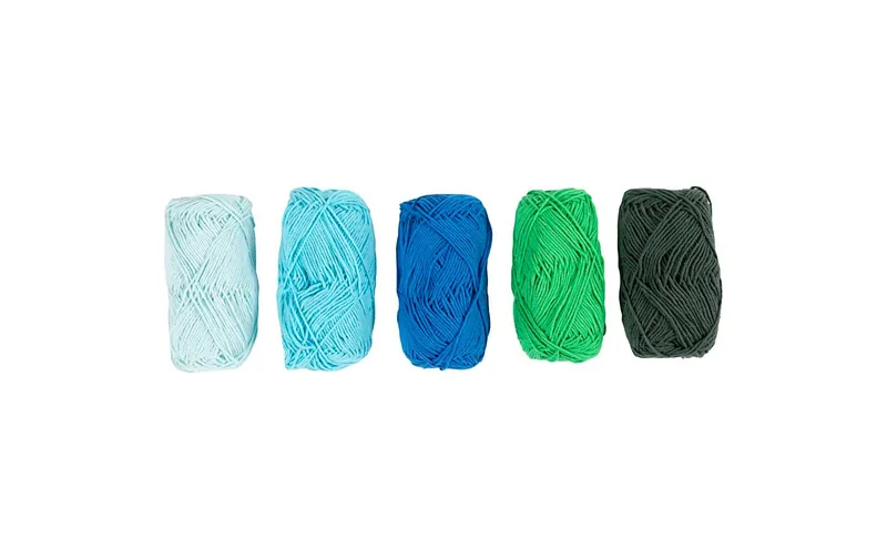 Creativ Company Baumwollgarn Nr. 8/4 5 x 50 Meter, blue-green, 5 x 20 g