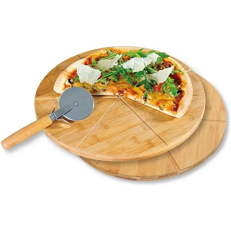 Kesper Pizzaschneidebrett und Pizzaschneider 32 cm x 32 cm