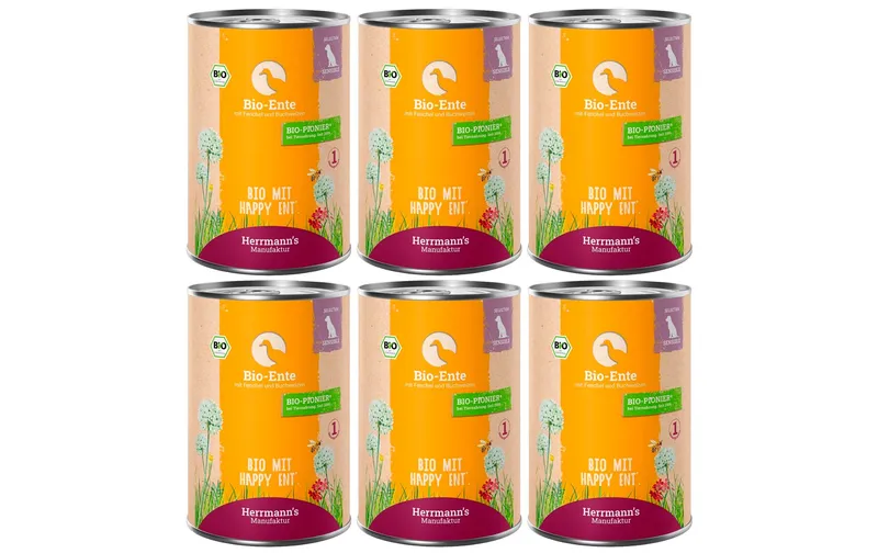 Herrmann's Nassfutter Bio Ente with Fenchel and Buchweizen 6 x 400 g