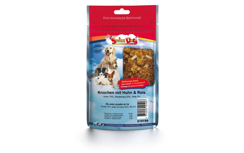 SwissDog Kausnack Knochen mit Huhn & Reis 7 cm