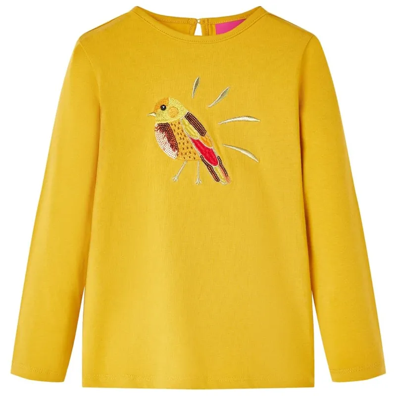 T-shirt enfants à manches longues ocre foncé 128