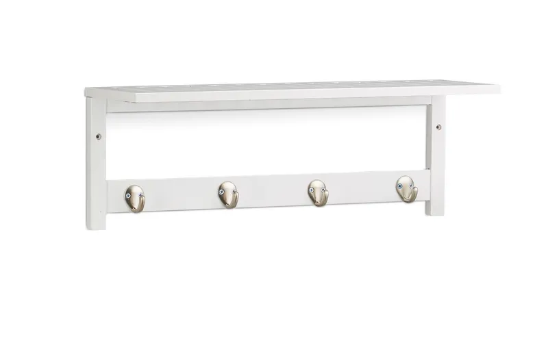 relaxdays Wandregal mit 4 Haken 50 cm x 17.5 cm, bianco