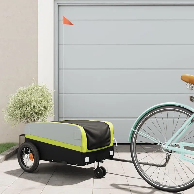 rimorchio bici nero e verde 30 kg ferro
