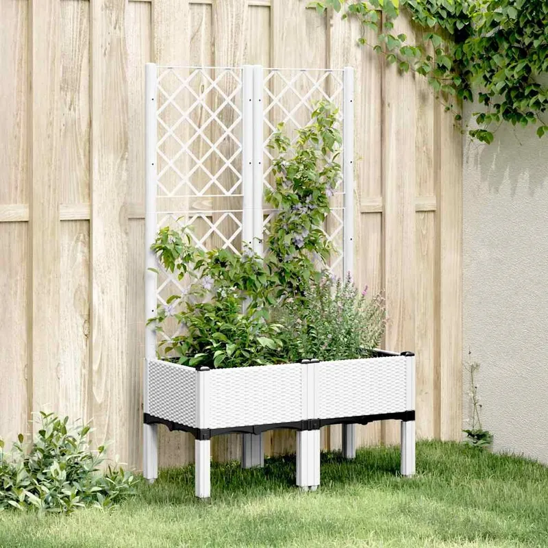 vaso mit Rankgitter bianco 80x40x142 cm PP