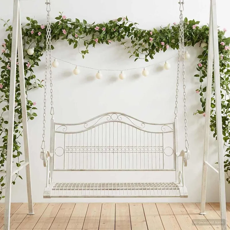 Schaukelbank Stahl 115 x 61 x 63 cm Antik white