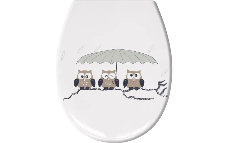 Kleine Wolke Toilettensitz Eulen mit Absenkautomatik, bianco/grigio/marrone
