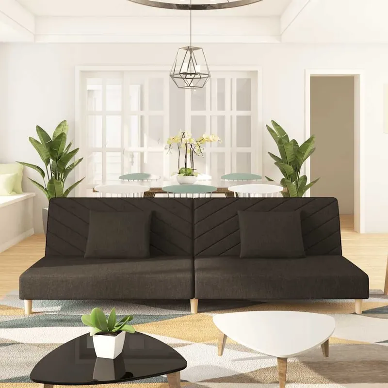 Schlafsofa 2-Sitzer mit 2 Kissen marrone tessuto