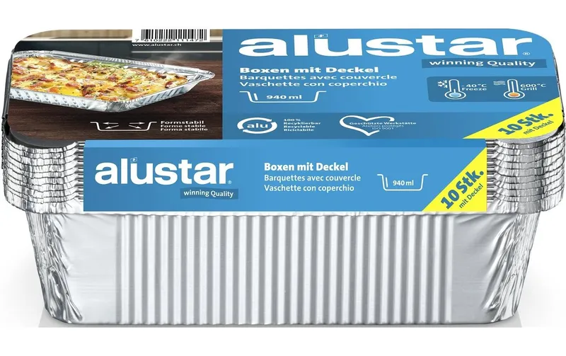 Alustar Grillschale with Deckel 21 x 11 x 5.4 cm, 10 pieces