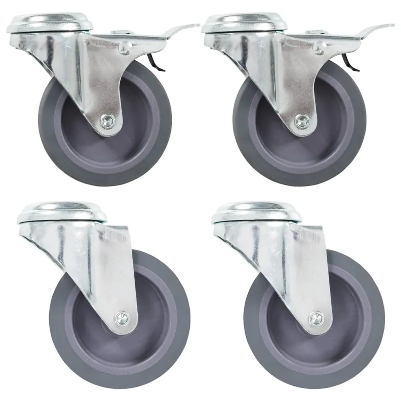 4 pcs Roulettes pivotantes à trou de boulon 75 mm