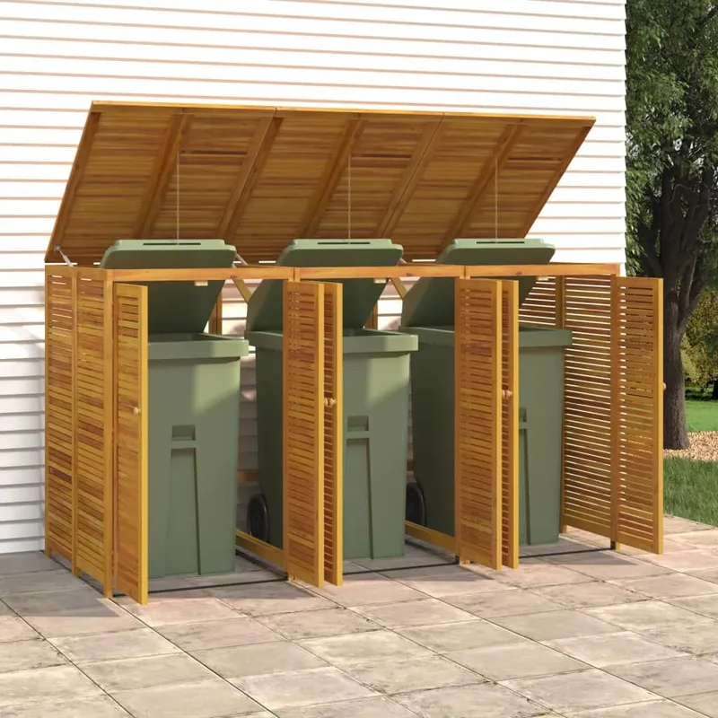 bin store for 3 Tonnen 210x89x117 cm solid acacia wood
